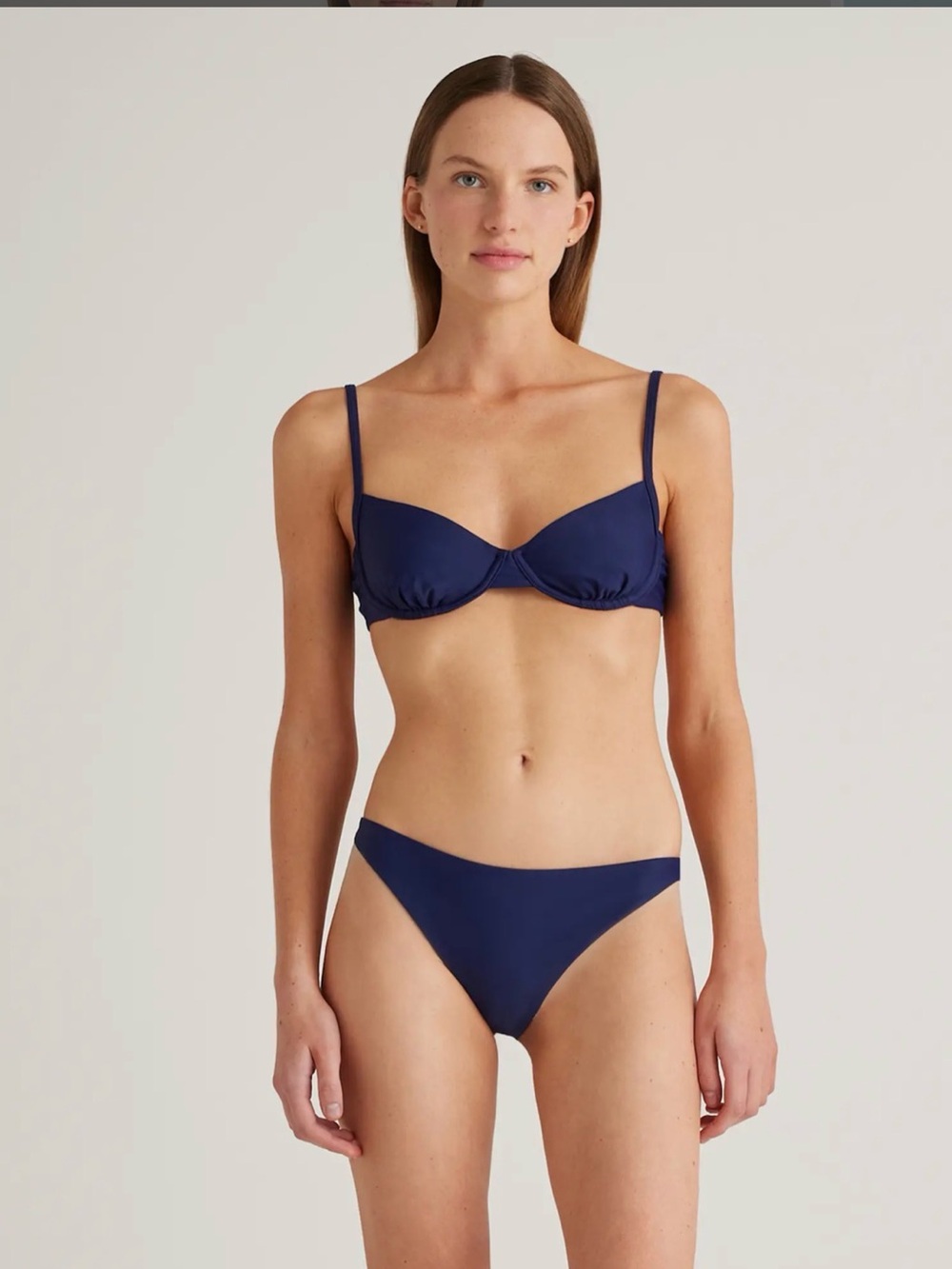 Quince Italian Demi Bikini Top Color Deep Blue Size XS NEW W/ Tag
